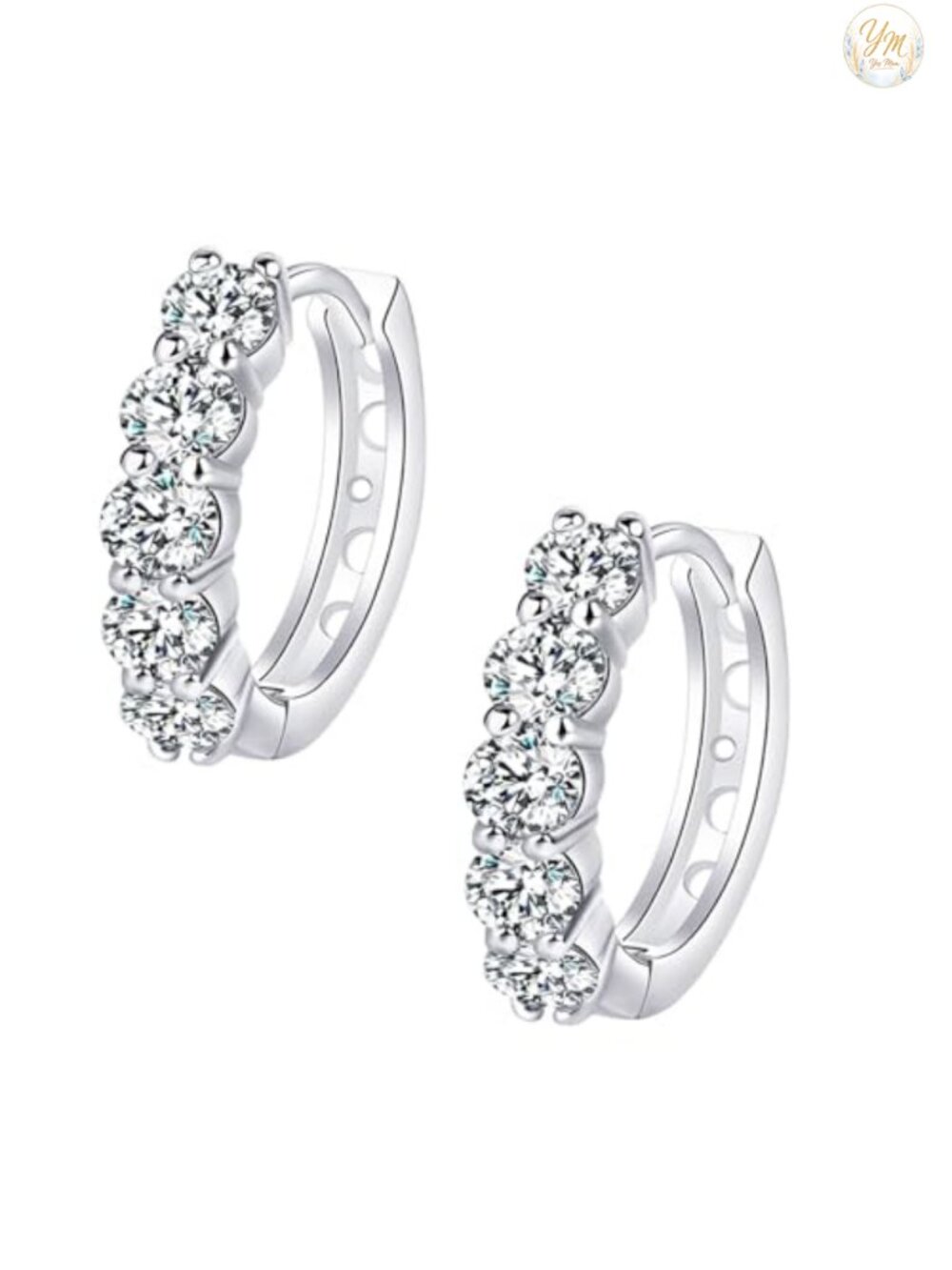 Moissanite Hoop Earrings Sterling Silver Huggie Hoops for Women